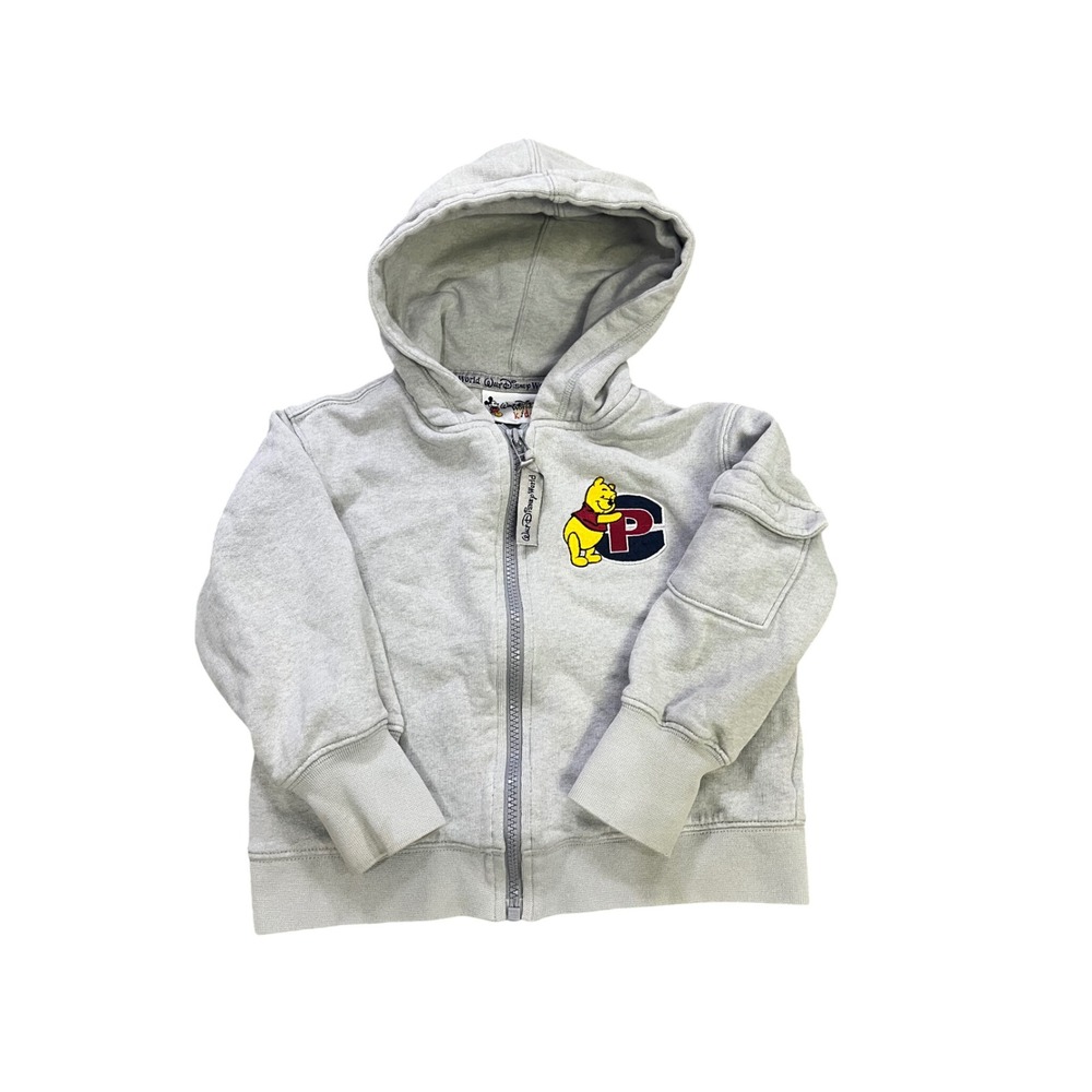 Vintage Walt Disney World Winnie the Pooh Boys Gray Full Zip Hoodie Size 3T